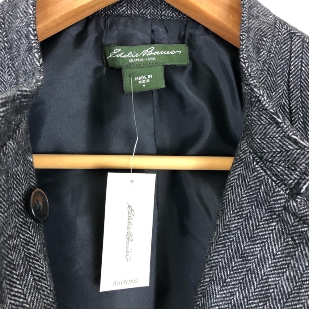 New Eddie Bauer Wool Coat Herringbone Military 4 - Picture 4 of 8
